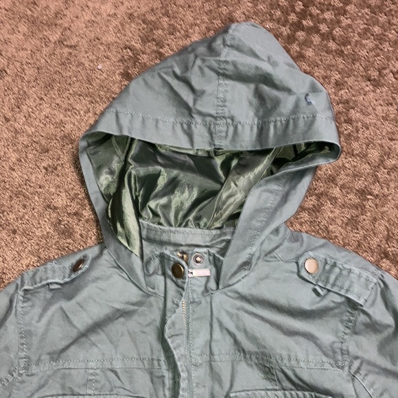 Cargo New Look SMALL Cargo Utility jacket cinch waist, hood, army green … - Picture 2 of 10